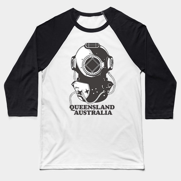 Queensland Australia Diving poster Baseball T-Shirt by nickemporium1